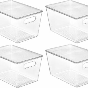 Vtopmart 4 Pack Clear Stackable Storage Bins with Lids